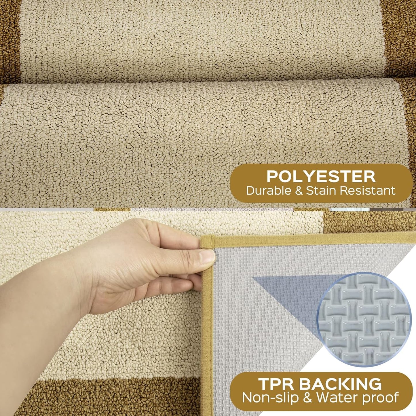 Machine Washable Runner Rugs Set of 2, (24" x 36"+ 24" x 60"), Non Slip Kitchen Mats for Floor, Absorbent Entryway Rug for Kitchen, Bedroom, Hallway, Bathroom, Door (Roll Packing)