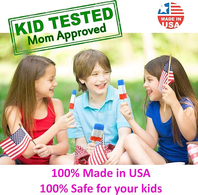 American Ice Pop Maker - Frozen Popsicle Mold - Set of 10 BPA Free Plastic Molds + 50 Wood Sticks & Cleaning Brush (Classic-10 + 200 Sticks, Blue)