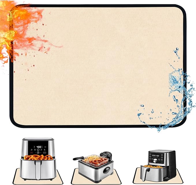 Heat Resistant Mats for Kitchen Countertop 21x29.5in,Coffee Mat,Coffee Bar Mat for Countertops,Air Fryer Deep Fryer Mat to Protect quartz Countertop,Kitchen Hot Pad,Waterproof mat for Kitchen (Khaki)