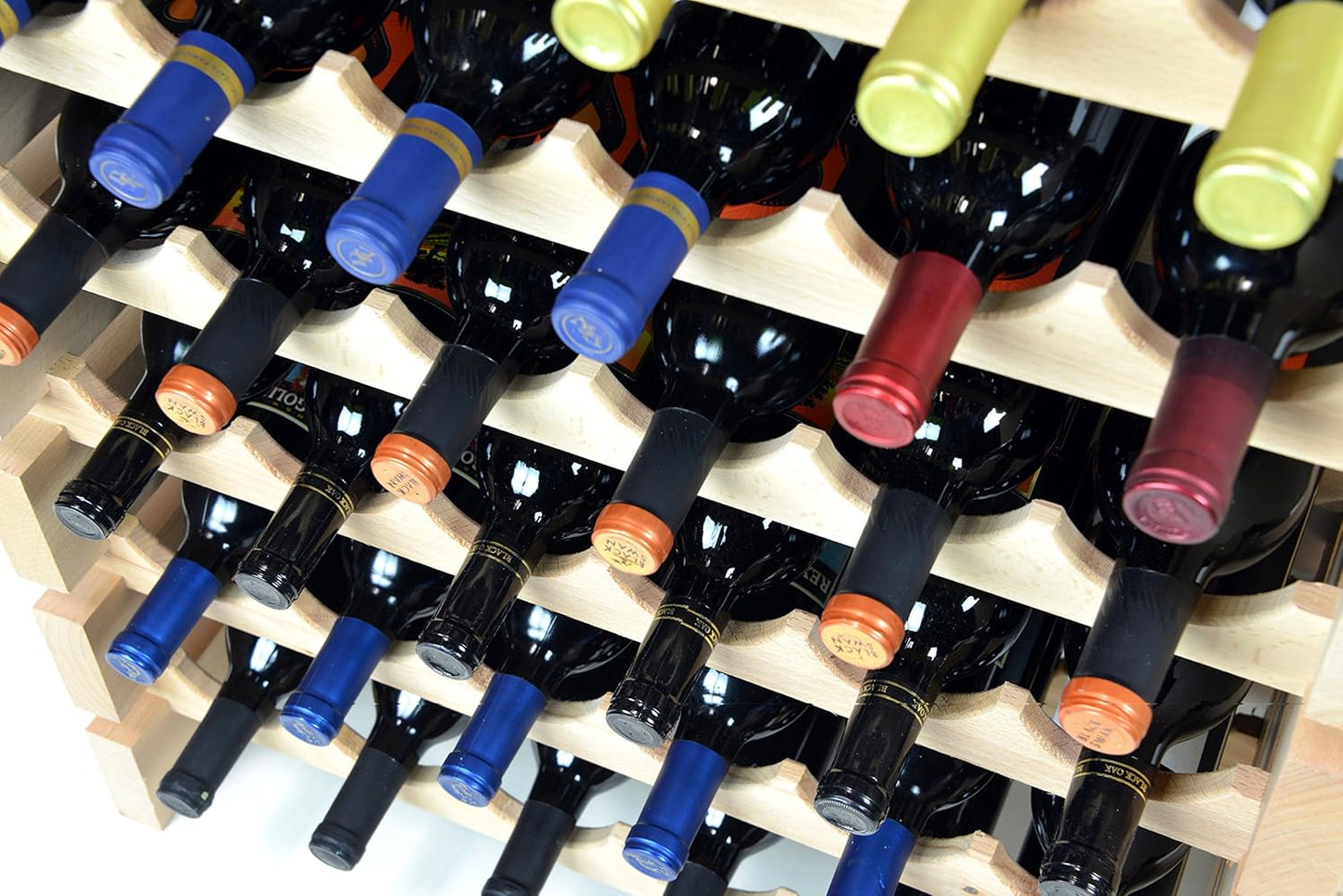 sfDisplay.com,LLC. Modular Wine Rack Beechwood 32-96 Bottle Capacity 8 Bottles Across up to 12 Rows Newest Improved Model (48 Bottles - 6 Rows)