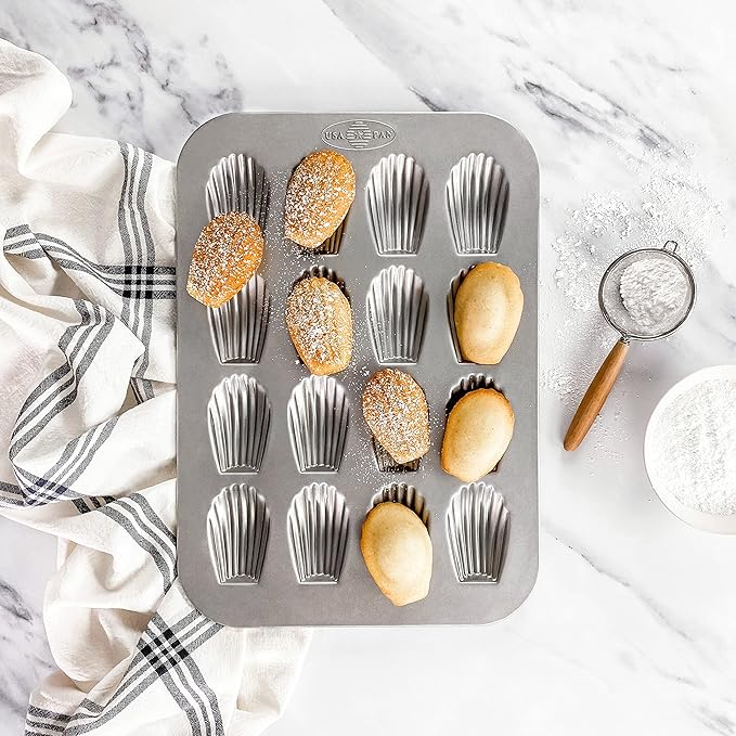 USA Pan Bakeware Nonstick Madeleine Pan, 16 Well
