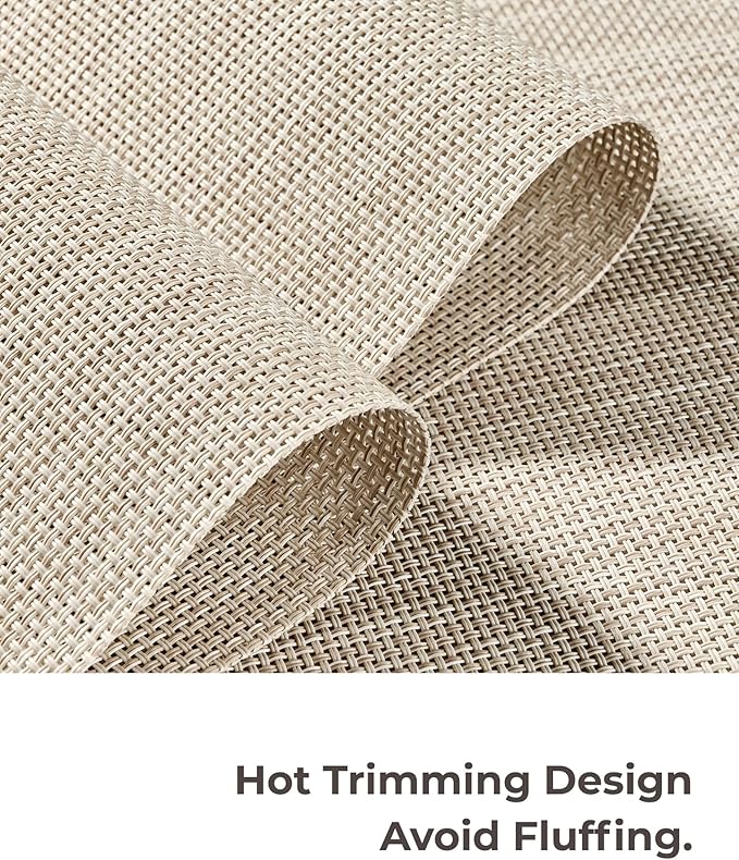 Leetaltree Beige White Placemats Set of 24 - Heat Resistant Non-Slip Place mats for Dining Table, Washable Durable PVC Vinyl Woven Table Mats(Beige White, 24)