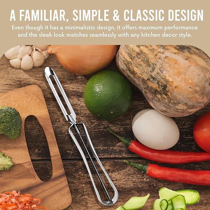 Linden Sweden Original Jonas Vegetable Peelers for Kitchen - Made In Sweden - Carrot Peeler with Ergonomic Handle for Safety and Control - Dishwasher Safe Potato Peelers - 3-Pack - Stainless Steel