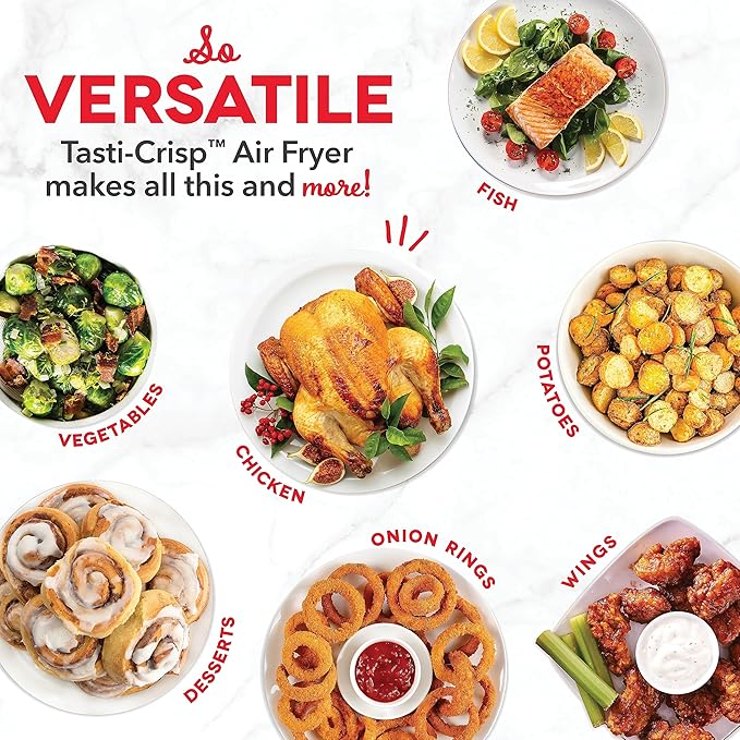 Dash Tasti-Crisp™ Air Fryer - AirCrisp® Technology - Compact Design with Adjustable Temperature Control - Nonstick Fry Basket & Auto Shut-Off Feature - 6 Quarts - Black