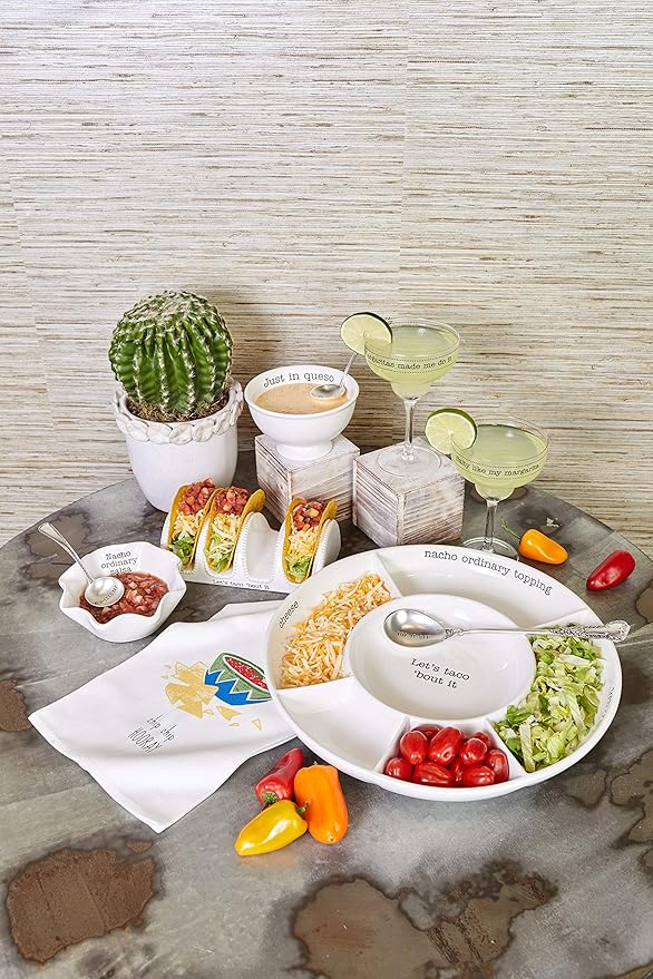 Mud Pie Taco bar Condiment Serving Platter, White