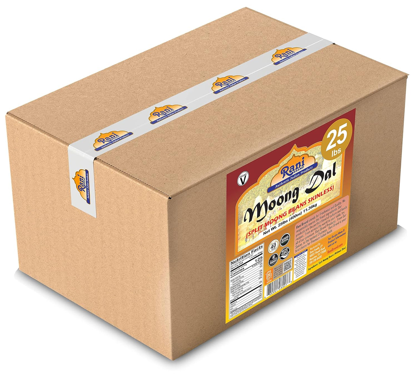 Rani Moong Dal (Split Mung Beans Without Skin) Lentils Indian 400oz (25lbs) 11.36kg Bulk Box ~ All Natural | Gluten Friendly | Non-GMO | Kosher | Vegan | Indian Origin