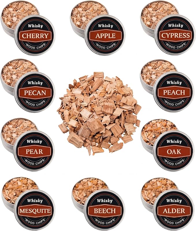 Cocktail Smoker Wood Chips for Whiskey Smoker Kit,Natural Drink Smoker Chips for Cocktails & Bourbon,10 Flavor Smoking Wood Chips Variety Pack,Apple Peach Pear Hickory Oak Cherry Mesquite Alder Beech