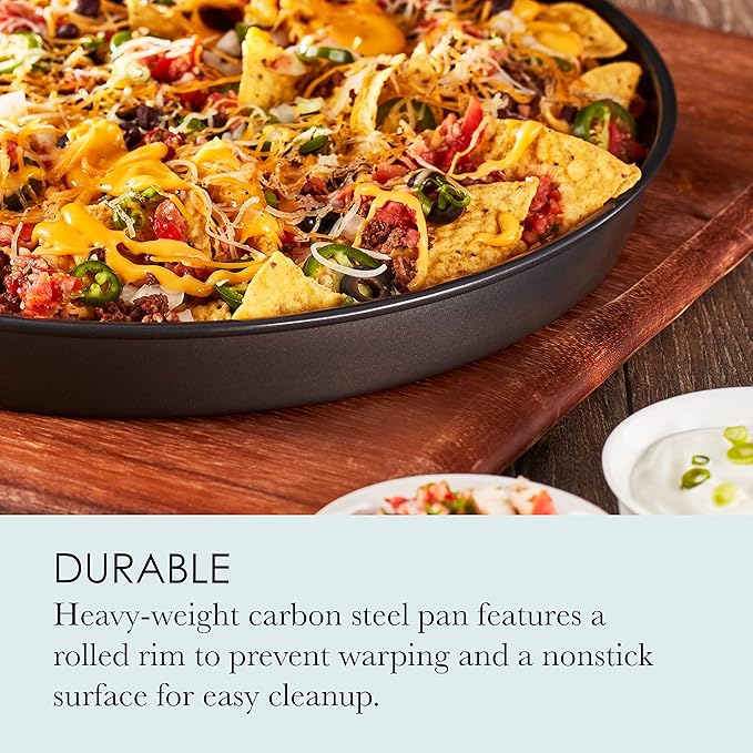 Chicago Metallic 14-Inch Deep Dish Pizza Pan, Nonstick Carbon Steel Bakeware for Chicago-Style Pizza, Cookie Cakes, Thick Crust Pizzas, and More