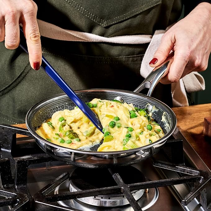 HexClad Hybrid Nonstick 8-Inch Frying Pan, Stay-Cool Handle, Dishwasher-Friendly, Oven-Safe Up to 900°F, Induction Ready, Compatible with All Cooktops (Pack of 2)