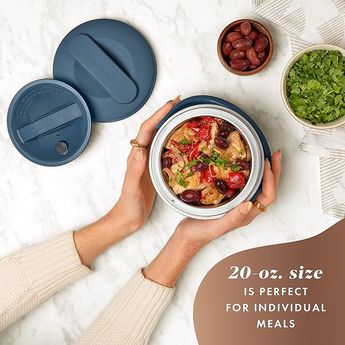 Crock-Pot 20-Ounce Electric Lunch Box,Portable Food Warmer,Faded Blue,Perfect for Travel,Car,On-the-Go,Keeps Food Warm,Spill-Free,Dishwasher-Safe,Ideal Gift for Men and Women,(Pack of 4)