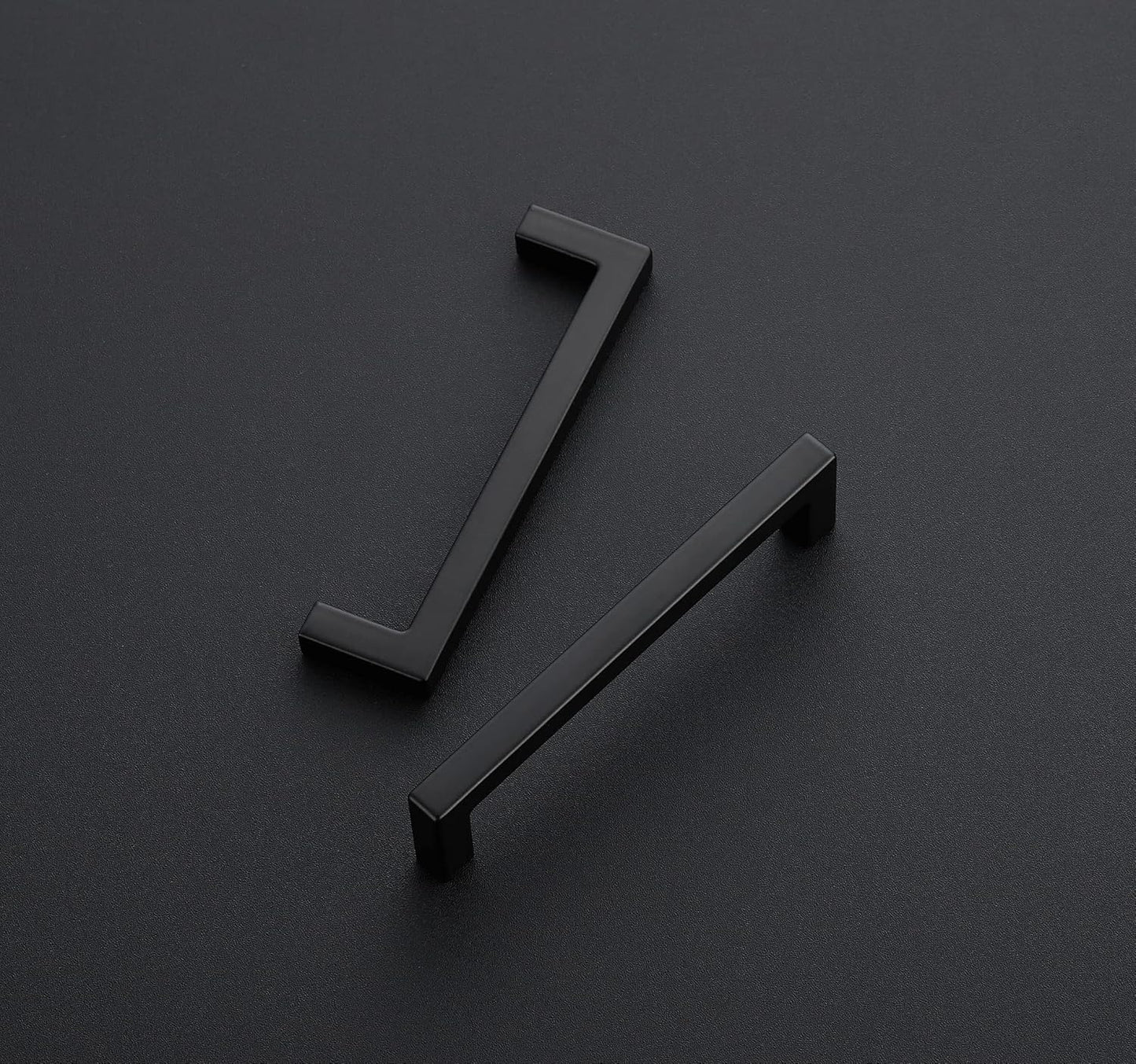 Ravinte 25 Pack Solid 4 Inch Center to Center Slim Square Bar Drawer Handles - Cabinet Hardware in Matte Black - Kitchen Handles and Pulls
