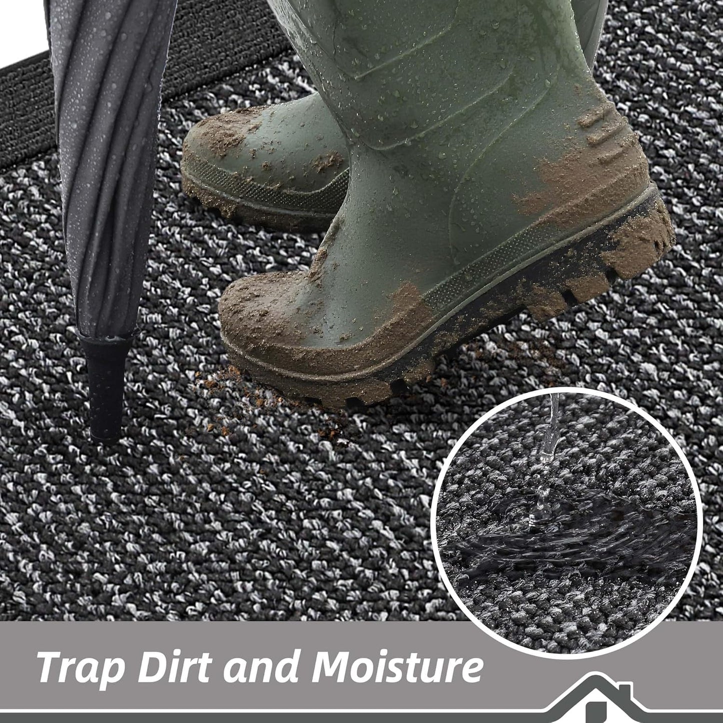BEQHAUSE Indoor Door Mat 24" x 36", Dirt Trapper Door Mats Non-Slip Entryway Rugs Washable, Resist Dirt Absorbent Welcome Mat, Low Profile Floor Mats for Front Back Door and Entryway, Charcoal
